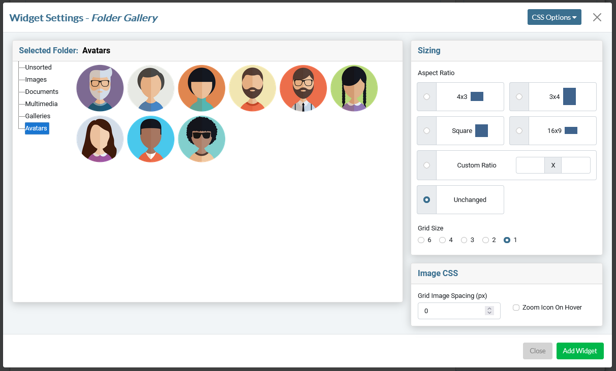 Folder Gallery Settings